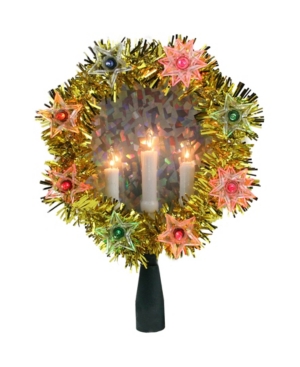 Northlight 7" Gold Tinsel Wreath With Candles Christmas Tree Topper