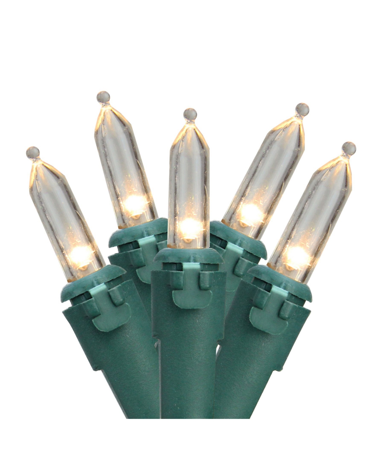 Set of 50 Warm White Led Mini Christmas Lights 4" Spacing - Green Wire - Clear