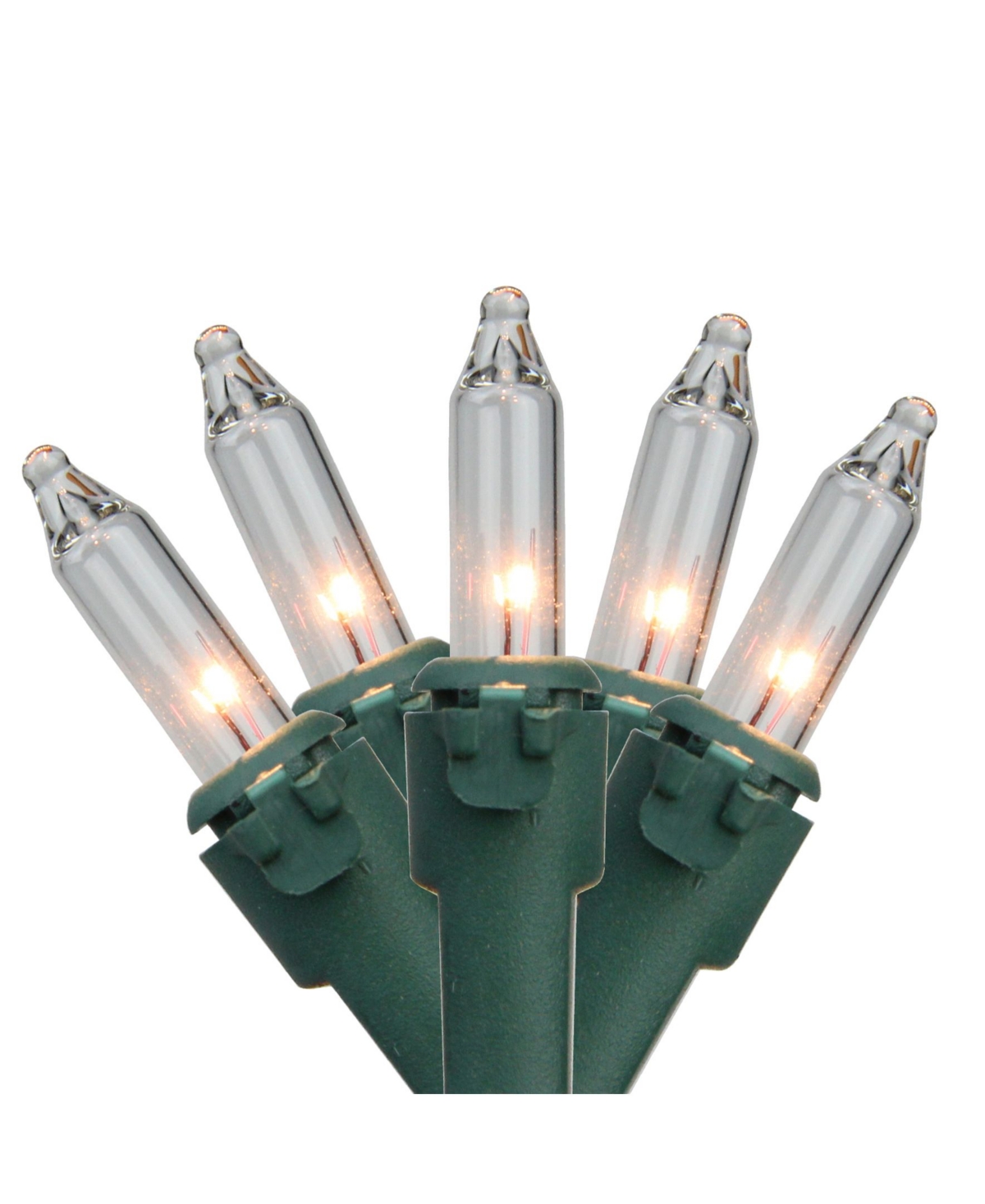 Set of 100 Clear Mini Christmas Lights 2.5" Spacing - Green Wire - Clear