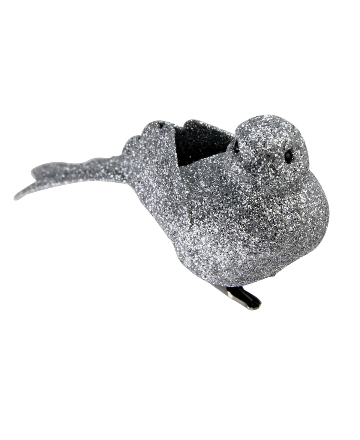 Northlight 6" Bright Silver Clip-on Glittered Bird Christmas Ornament Decoration In Black