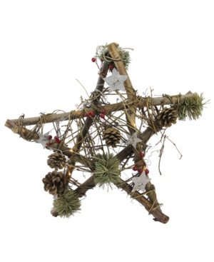 Northlight 15.75" Wooden Star With Pine Cones And Twigs Rustic Christmas Ornament In Brown