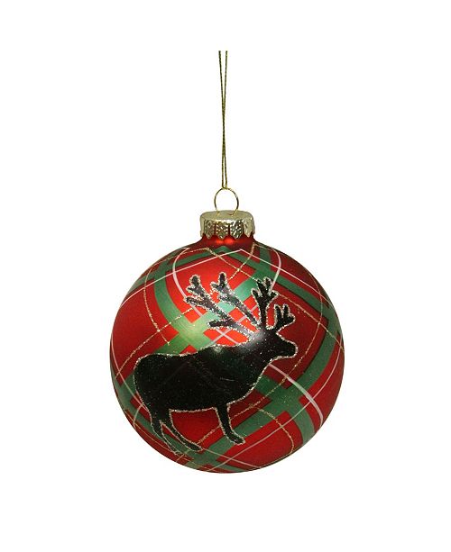 Northlight Plaid Design With Reindeer Silhouette Glass Christmas Ball Ornament 4 100mm Reviews All Holiday Lane Home Macy S