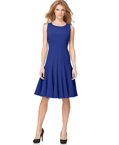 Calvin Klein Sleeveless Pleated A-Line Dress - Dresses - Women - Macy&#39;s