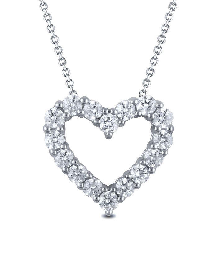 14K White Gold Heart Pendant Necklace