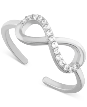 image of Essentials Crystal Infinity Toe Ring in Fine Silver-Plate