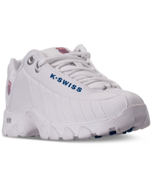 K-swiss Women's St-329 Heritage Casual Sneakers From Finish Line In White/classic Blue/ribbon