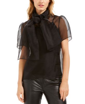 Anne Klein - Silk Sheer Bow-Tie Top