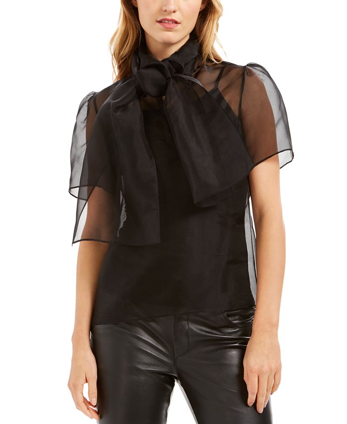 Anne Klein Silk Sheer Bow-Tie Top - Macy's