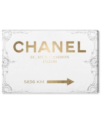 Couture Road Sign Rococo Gold Canvas Art - 30" x 45" x 1.5"