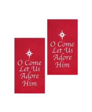 C & F Home O Come Let Us Adore Him Kitchen Towel, Set Of 2 In Red