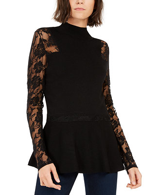 INC International Concepts INC Lace Peplum Sweater, Created for Macy's ...