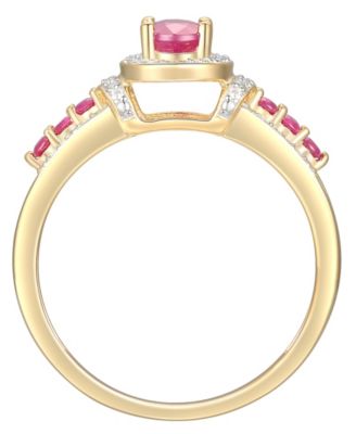 Ruby (3/4 ct. t.w.) & Diamond (1/10 ct. t.w.) Ring in 14k Gold-Plated Sterling Silver