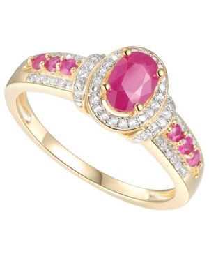 image of Certified Ruby (3/4 ct. t.w.) & Diamond (1/10 ct. t.w.) Ring in 14k Gold-Plated Sterling Silver