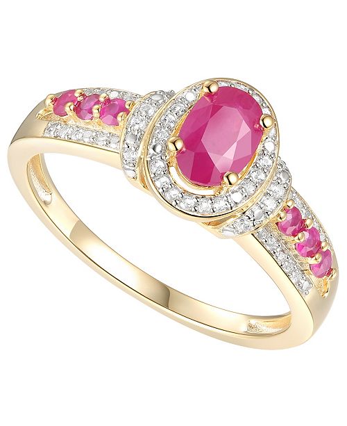 Macy S Certified Ruby 3 4 Ct T W Diamond 1 10 Ct T W Ring In 14k Gold Plated Sterling Silver Reviews Rings Jewelry Watches Macy S