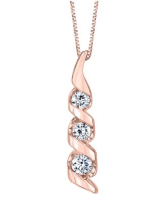 13 ct tw Diamond Classic Three Stone Pendant in 14k Yellow Gold - ROSE GOLD 2300$