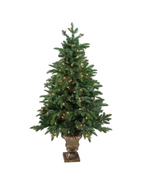 Northlight 4.5' Pre-lit Artificial Sierra Norway Spruce Potted Christmas Tree In Green