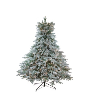 Northlight 6.5' Pre-lit Flocked Jasper Balsam Fir Artificial Christmas Tree In Green
