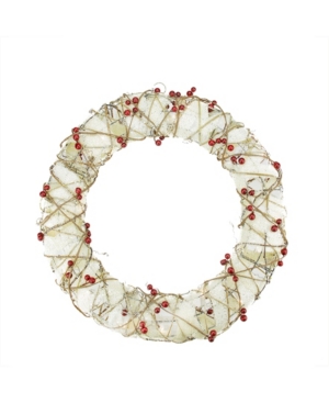 Northlight 18" Pre-lit Burlap And Berry Rattan Artificial Christmas Wreath In Brown