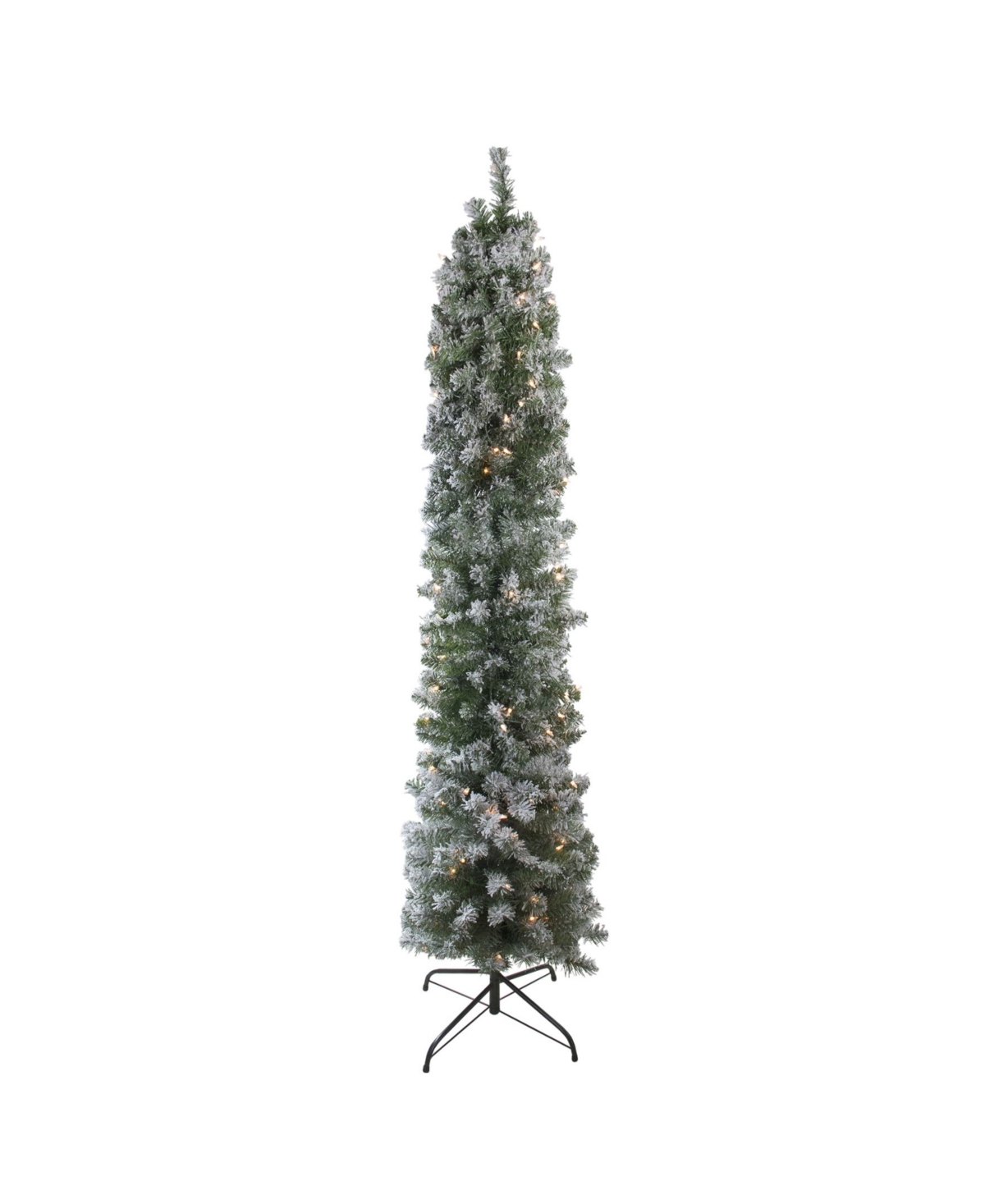 6' Pre-Lit Flocked Green Pine Artificial Christmas Tree - Clear Lights - Green