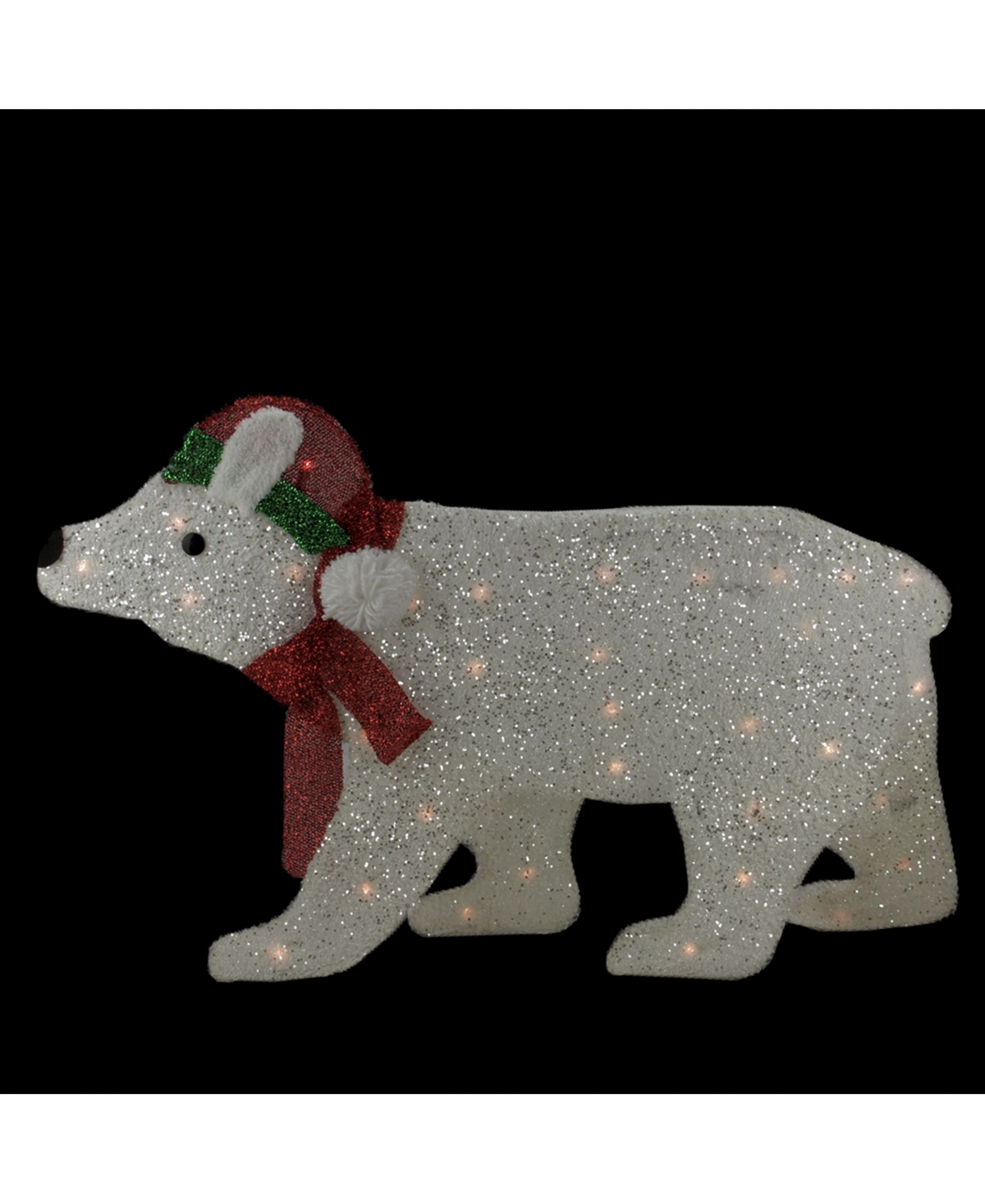 Northlight Lighted2-d Glittered Polar Bear Christmas Outdoor Decoration - White