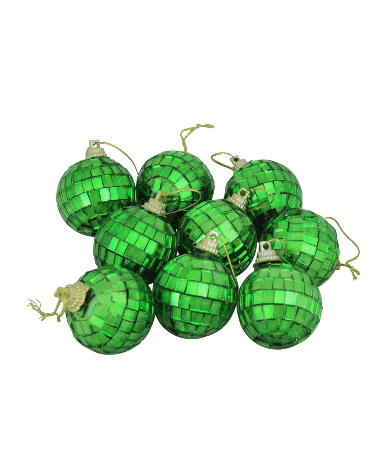 Northlight 9ct Green Mirrored Glass Disco Ball Christmas Ornaments 1.5" 40mm