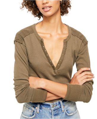 Free People - Military Mix Henley Top