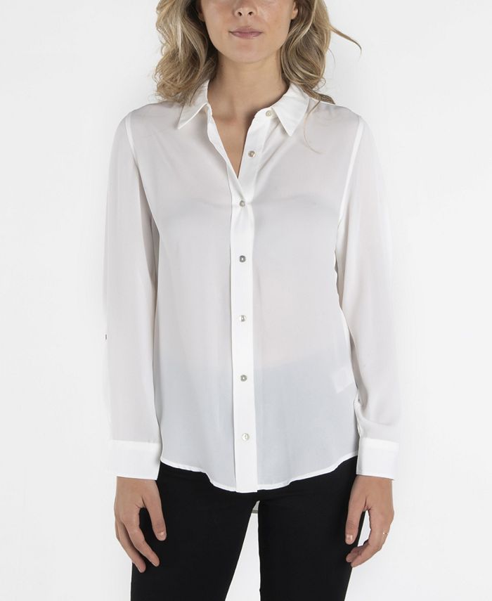 nanette Nanette Lepore Long Sleeve Button Down Collar Shirt & Reviews ...
