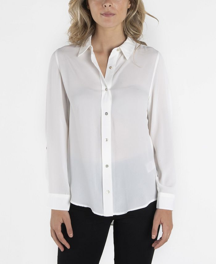 nanette Nanette Lepore Long Sleeve Button Down Collar Shirt - Macy's