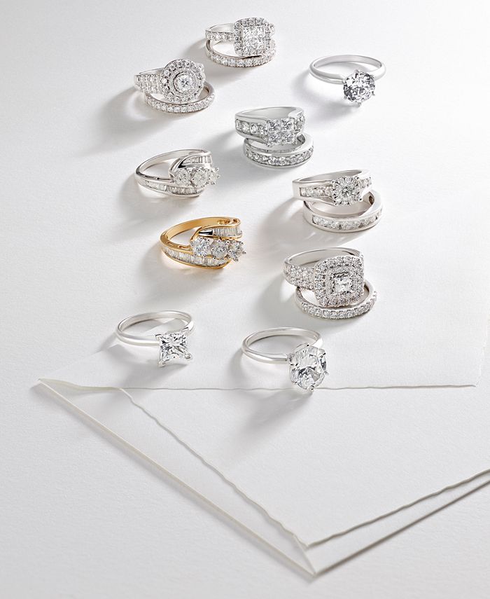 Macy's Diamond Halo Bridal Set (1-1/2 ct. t.w.) in 14k White Gold - Macy's