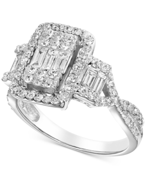 image of Diamond Baguette Cluster Engagement Ring (1 ct. t.w.) in 14k White Gold