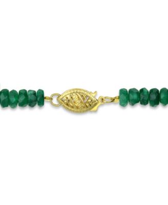 Gemstone and Cultured Pearl (9-10 mm) Strand Necklace in 14k Yellow Gold (Available in Ruby (80-1/2 ct. t.w), Sapphire (80-1/2 ct. t.w.), Emerald (80-1/2 ct. t.w.) and Black Spinel (60- 1/2 ct. t.w)