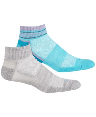 Hue - Women's Wool Striped Welt Quarter-Top Socks