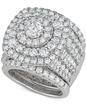 image of 3-Pc. Diamond Multi-Halo Cluster Bridal Set (5-3/8 ct. t.w.) in 14k White Gold