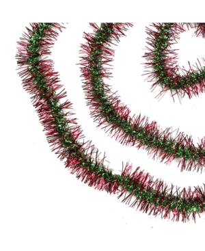 Northlight 50' Shiny Red And Green Spiral Center Christmas Tinsel Garland