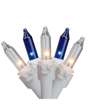 Northlight Set of 50 Blue and Clear Mini Window Curtain Icicle Christmas Lights - White Wire