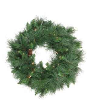 Northlight Pre-lit White Valley Pine Artificial Christmas Wreath - 24-inch Clear Lights In Green