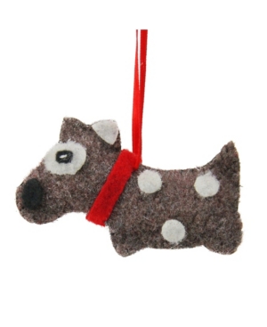 Northlight Kids' 3" Brown With White Dots Plush Dog Christmas Ornament