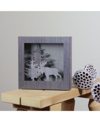 Northlight 10" Glittered Moose Silhouette Box Framed Christmas Table Decoration
