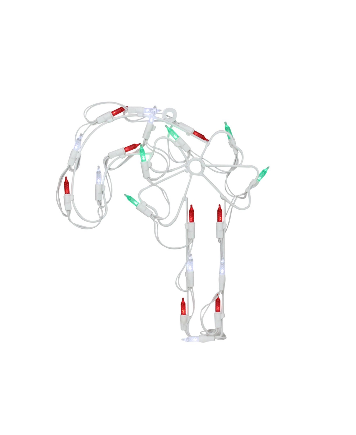 12" Battery Operated Led Lighted Candy Cane Christmas Window Silhouette w/ Timer - White