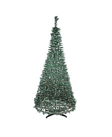 6' Pre-Lit Green Holly Leaf Pop-Up Artificial Christmas Tree - Clear Lights