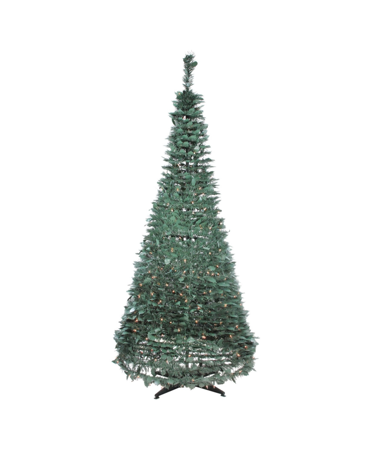 6' Pre-Lit Green Holly Leaf Pop-Up Artificial Christmas Tree - Clear Lights - Green