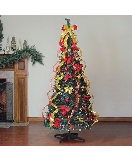 Northlight 6 Pre Lit Gold And Red Decorated Pop Up Artificial