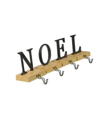 Set of 4 Metal and Wood NOEL Christmas Stocking Holder