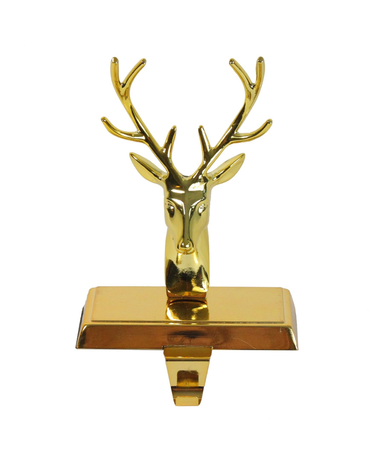 8" Shiny Gold Metal Deer Christmas Stocking Holder - Multi