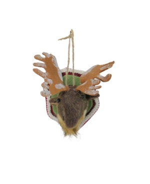 Northlight 7" Gray And Beige Stuffed Male Moose Head Plaque Christmas Ornament In Brown