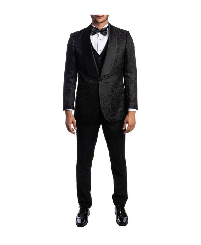 Tazio Men's Silver Grey Paisley Tuxedo Jacket - Slim Fit for Weddings & Proms main image 1
