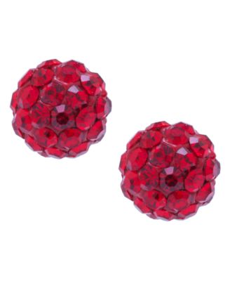 Crystal 6mm Pave Stud Earrings in Sterling Silver. Available in Clear, Blue or Red