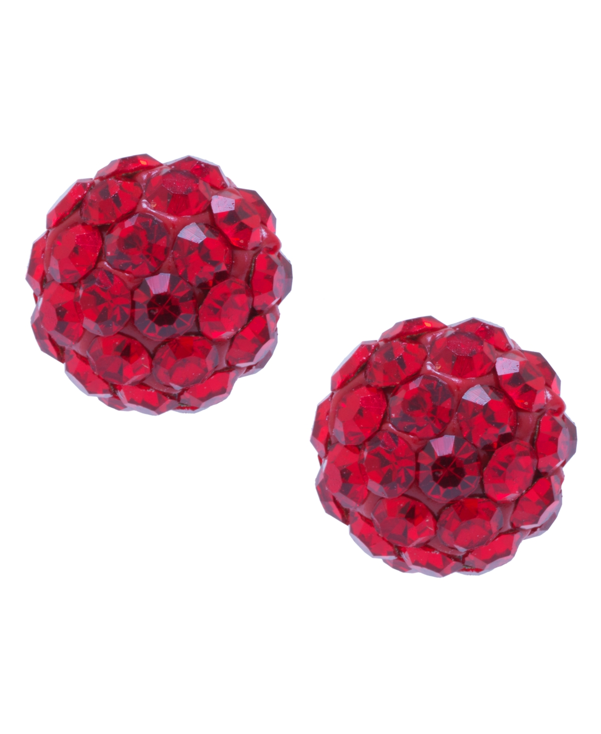 Crystal 6mm Pave Stud Earrings in Sterling Silver. Available in Clear, Blue or- RED
