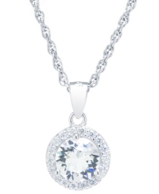 Giani Bernini - Crystal and Cubic Zirconia Halo 18" Pendant Necklace in Sterling Silver, Created for Macy's