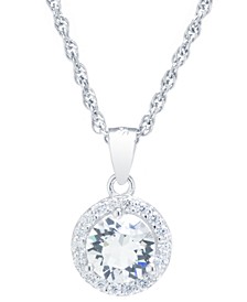 Crystal and Cubic Zirconia Halo 18" Pendant Necklace in Sterling Silver, Created for Macy's